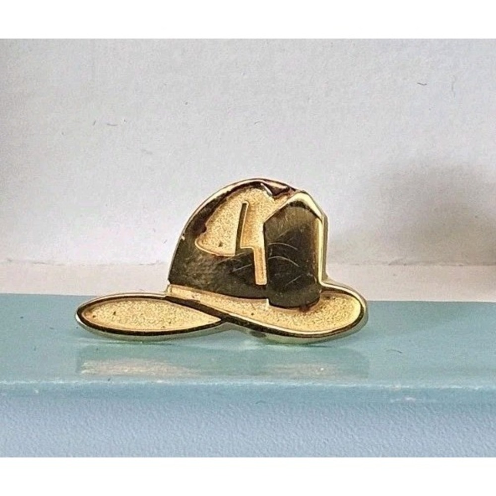 Tiffany & Co. Sterling Silver 925 Firefighter Hat Lapel Pin Brooch Gold Tone